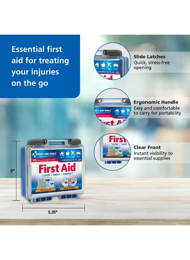First Aid Only On-The-Go Emergency First Aid Kit for Home, Work, and Travel, 105 Pieces - Image 4